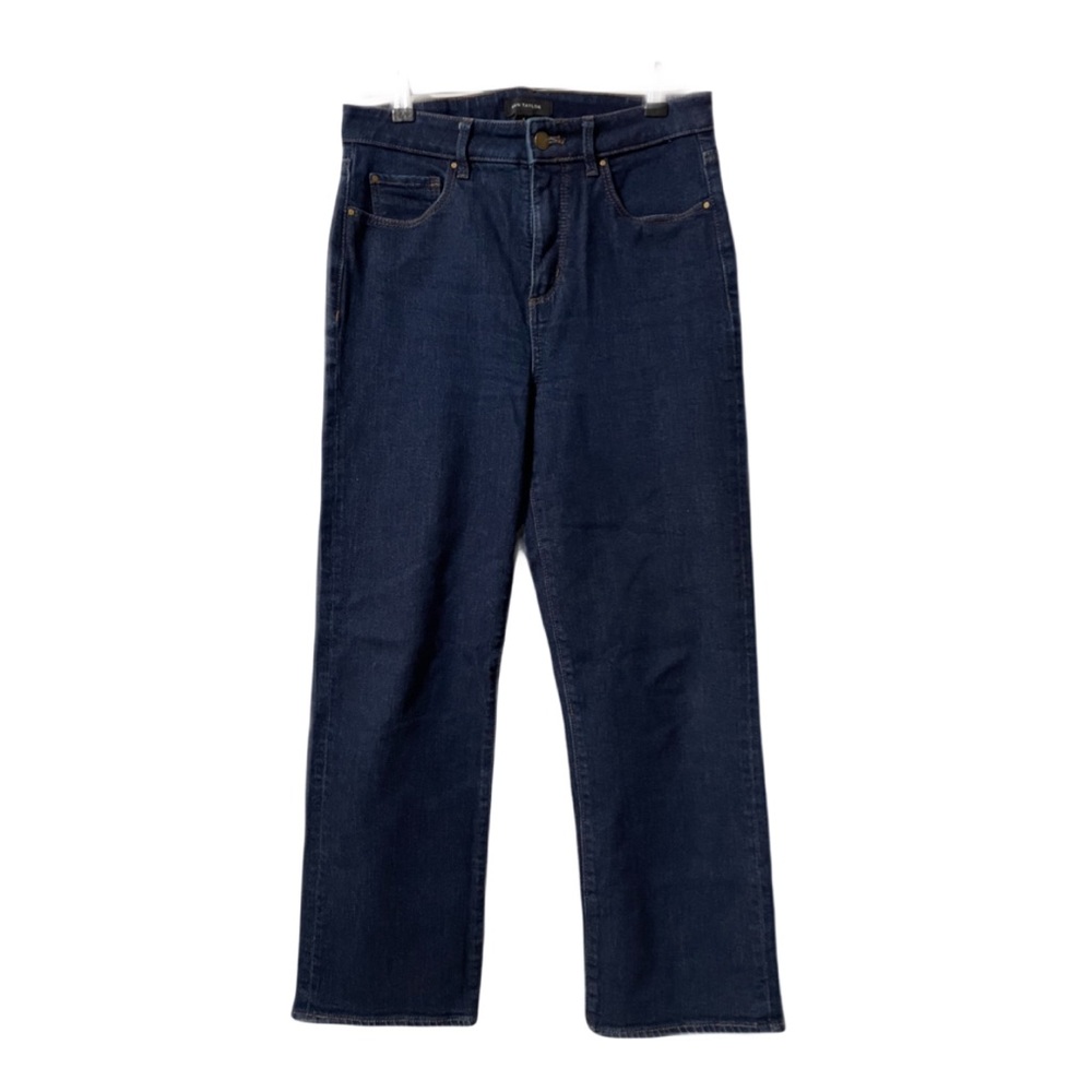Ann Taylor Straight High Rise Curvy Dark Wash Crop Jeans